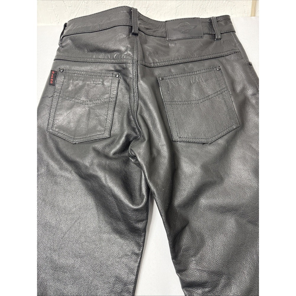Alpha Cycle Gear Black Leather Motorcycle Pants, Size 32 - Picture 9 of 10